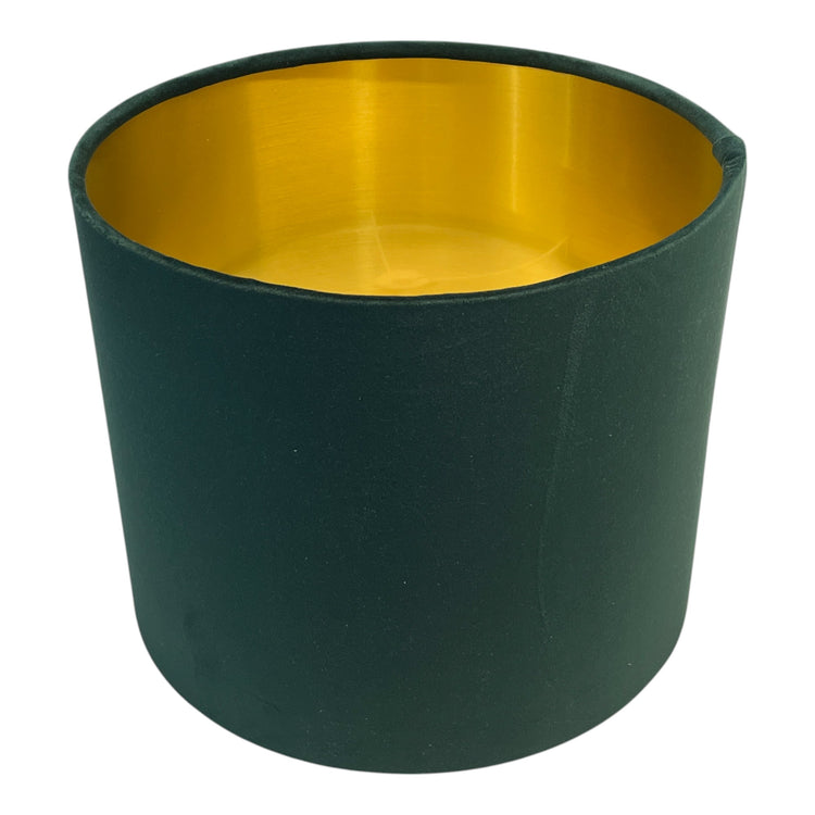 Forest Green Velvet Handmade Lampshade with Brushed Gold Lining