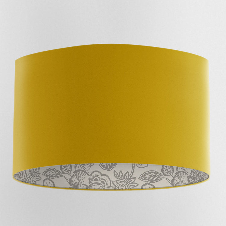 Gold Velvet Handmade Lampshade with Grey Floral Lining