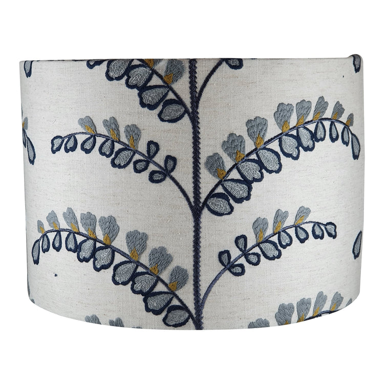 Floral Embroidered Handmade Lampshade - Blue Crocus Textiles
