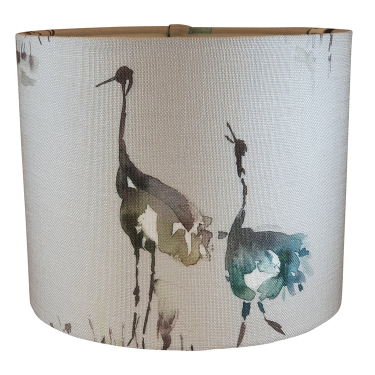 Bird Handmade Lampshade featuring 2 standing cranes - Blue Crocus Textiles