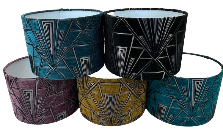 Gatsby Art Deco Handmade Lampshade in Yellow - Blue Crocus Textiles