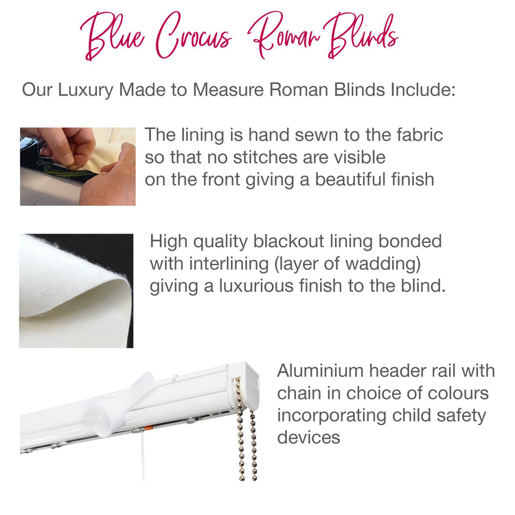 Roman Blind Made to Measure with a Hand Stitched Finish, Voyage Maison Zephur, Handmade Roman Blind - BlueCrocusTextiles