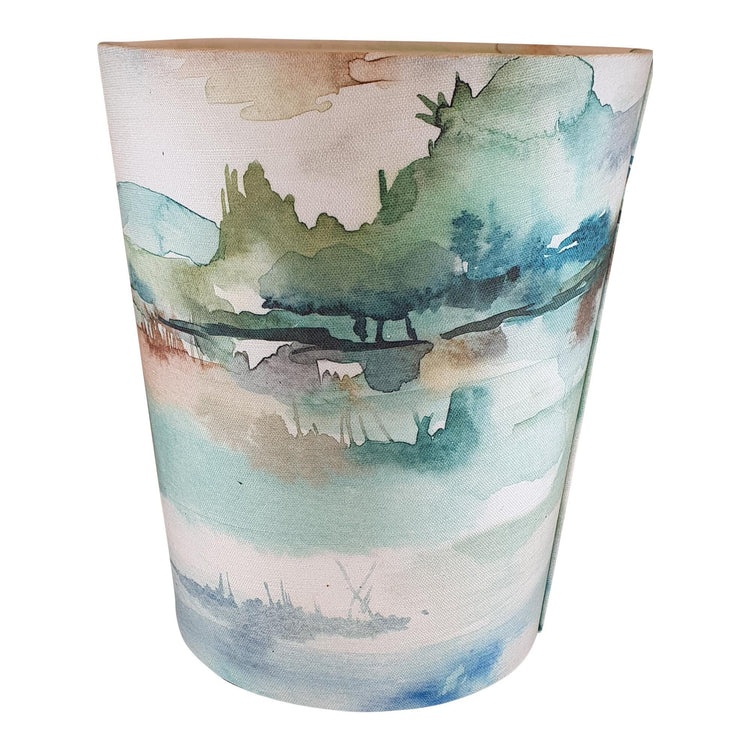 Waste Paper Bin finished with Voyage Maison Russet Shores Fabric - Blue Crocus Textiles