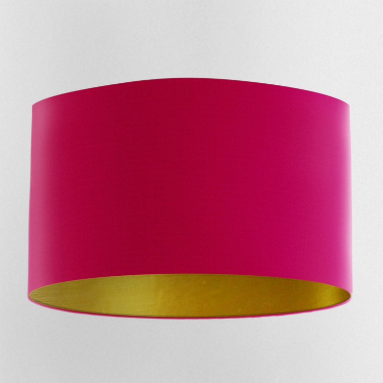 Cerise Handmade Lampshade with Brushed Gold Lining and 100% cotton fabric - BlueCrocusTextiles