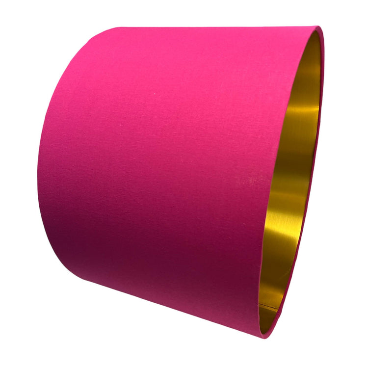 Cerise Handmade Lampshade with Brushed Gold Lining and 100% cotton fabric - BlueCrocusTextiles