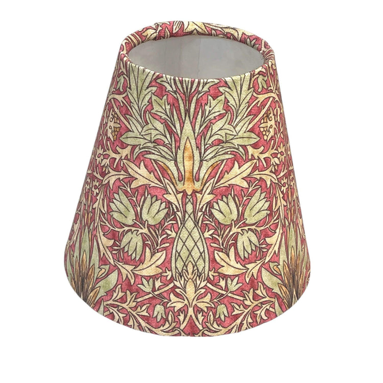 William Morris Candle Clip Lampshade with Snakehead Wine, Handmade Lampshades, Handmade Lamp Shade, Clip On Lampshade - BlueCrocusTextiles