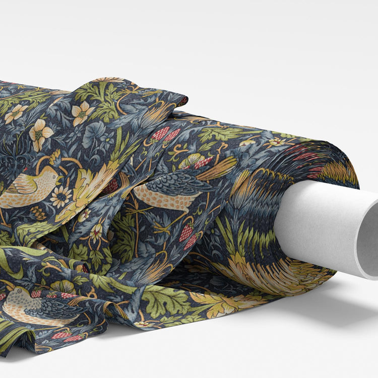 Made to Measure Roman Blind with a Hand Stitched Finish, William Morris Strawberry Thief - BlueCrocusTextiles