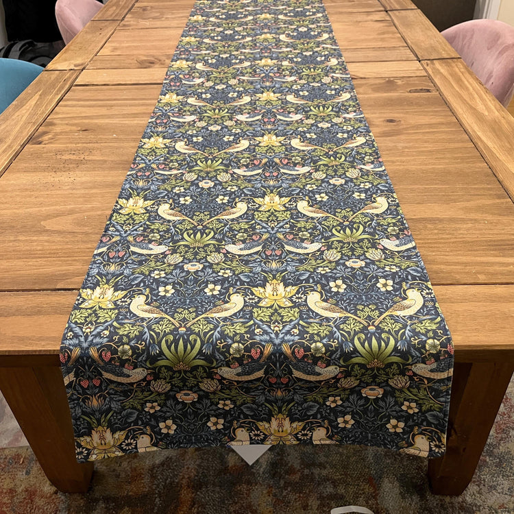 Table Runner William Morris Strawberry Thief, Double Sided Table Runner, Handmade Table Runner, Placemat - BlueCrocusTextiles