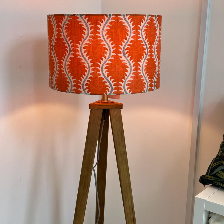Helter Skelter Orange Handmade Lampshade, Table Lampshade, Ceiling Pendant, Country Lampshade, Handmade Lamp Shade, Orange Lampshade - BlueCrocusTextiles