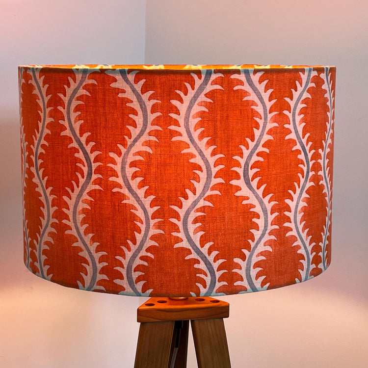 Helter Skelter Orange Handmade Lampshade, Table Lampshade, Ceiling Pendant, Country Lampshade, Handmade Lamp Shade, Orange Lampshade - BlueCrocusTextiles