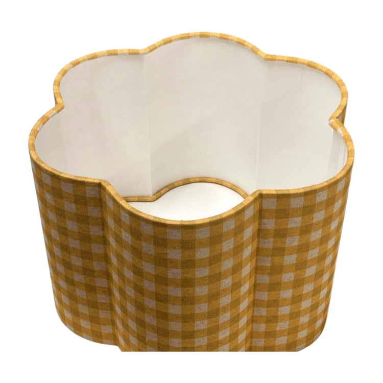 Handmade Scallop Lampshade with Yellow Check Fabric - BlueCrocusTextiles
