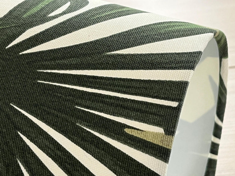 Extra Tall Conical Handmade Lampshade with a palm leaves fabric, Suitable for Table Lamp, Floor Lamp - BlueCrocusTextiles