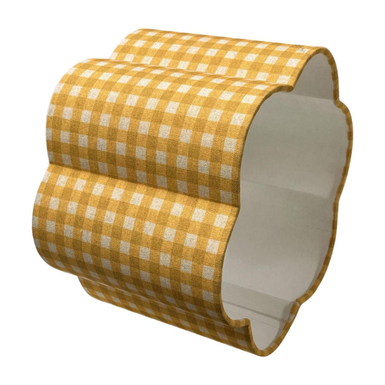Handmade Scallop Lampshade with Yellow Check Fabric - BlueCrocusTextiles
