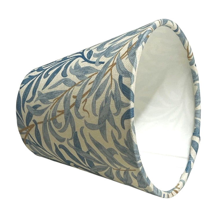 William Morris Candle Clip Lampshade with Willow Bough Azure, Handmade Lampshades, Handmade Lamp Shade, Clip On Lampshade, Leaf Lampshade - BlueCrocusTextiles