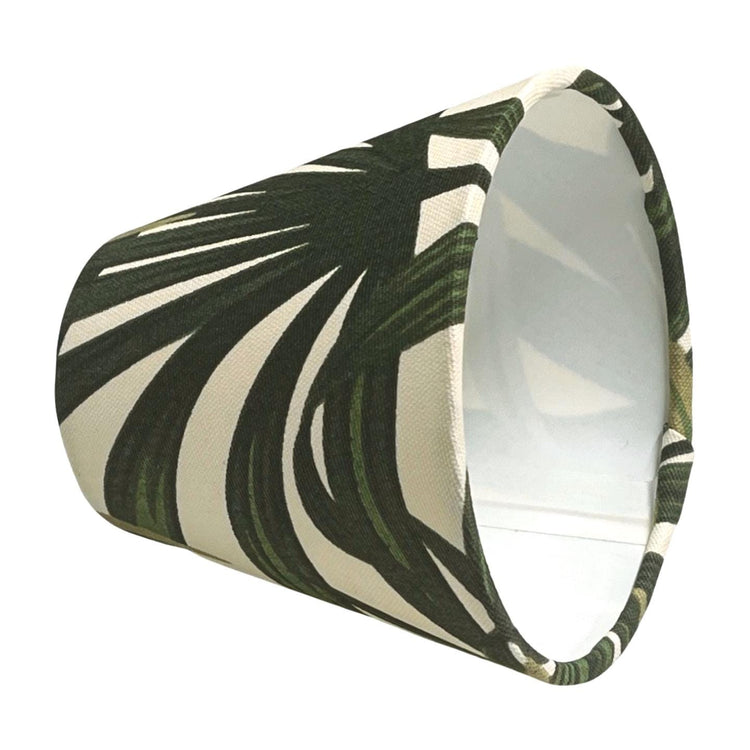 Candle Clip Lampshade with Palm Leaves Design, Handmade Lampshades, Handmade Lamp Shade, Clip On Lampshade, Leaf Lampshade - BlueCrocusTextiles