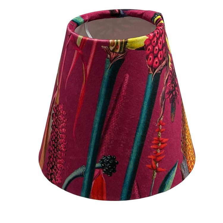 Botanical Velvet Candle Clip Lampshade in Pink, Chandelier Lampshades, Clip On Lampshade - BlueCrocusTextiles