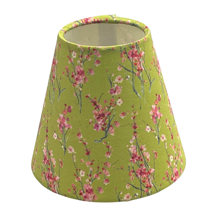 Green Floral Fabric Candle Clip Lampshade, Handmade Chandelier Shade - BlueCrocusTextiles