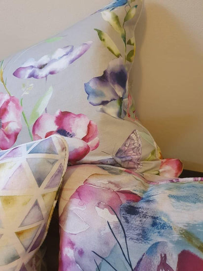Beautiful hand made pipped cushion cushion cover made by blue crocus textile made farfalla fabric by voyage maison - Blue Crocus Textiles