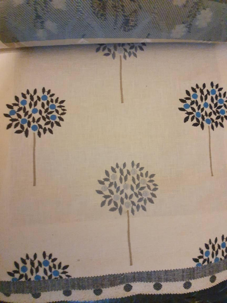 Beautiful hand made roman blind windows treatment with embroidered trees 4 colour ways to choose from - Blue Crocus Textiles