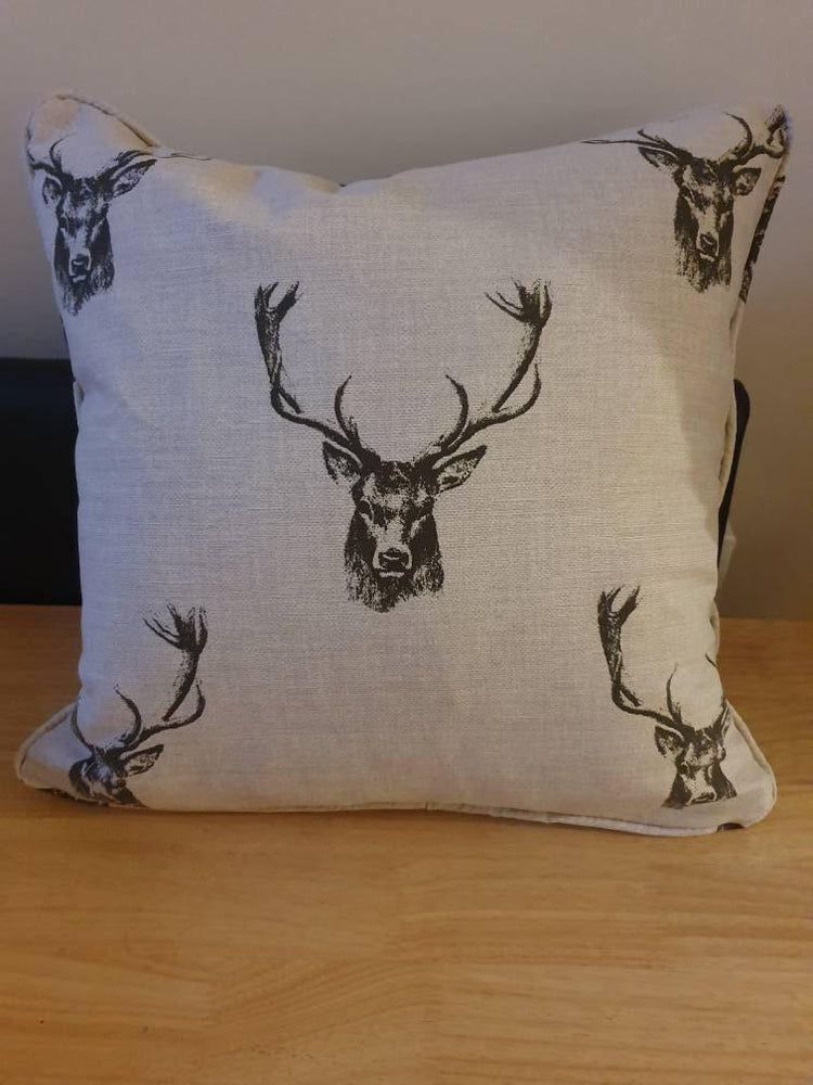 Beautiful hand made stag head cushion cover cushion decorative cushion scatter cushion - Blue Crocus Textiles