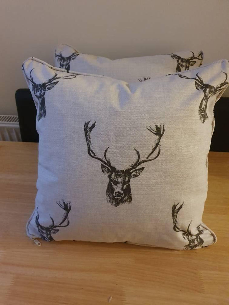 Beautiful hand made stag head cushion cover cushion decorative cushion scatter cushion - Blue Crocus Textiles