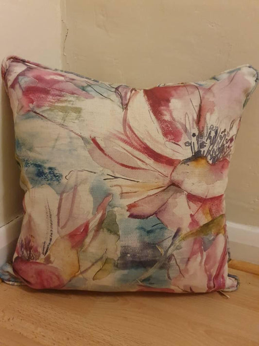Beautiful handcrafted voyage maison cushion or cushion cover in a watercolour print - Blue Crocus Textiles
