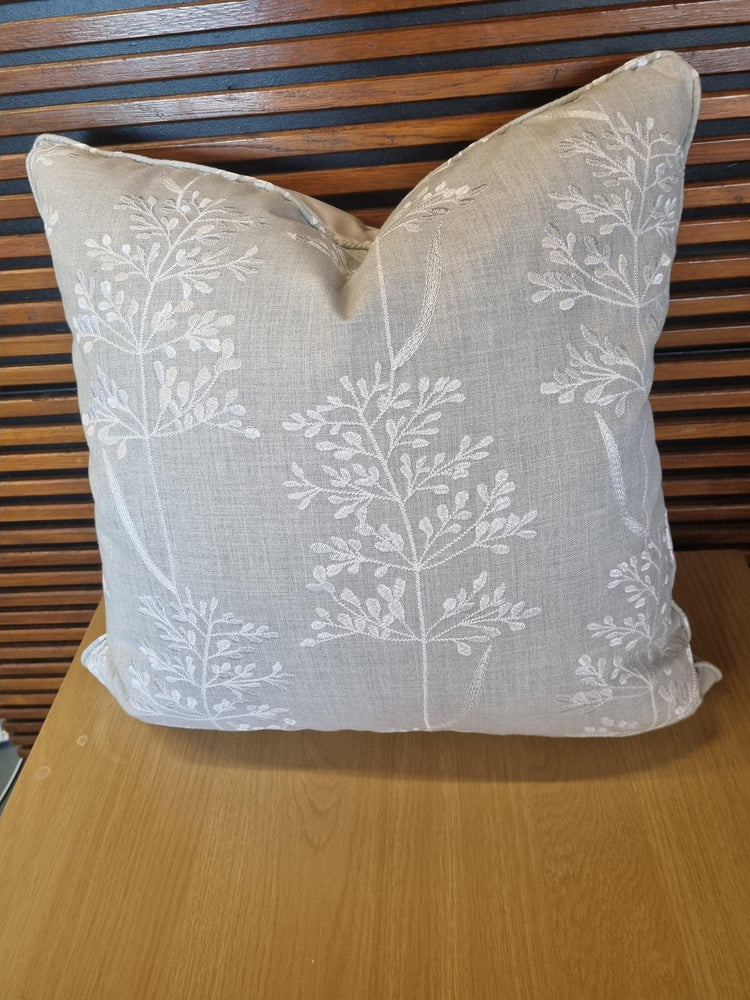 Embroidered Floral Cushion Cover with Piping - Blue Crocus Textiles