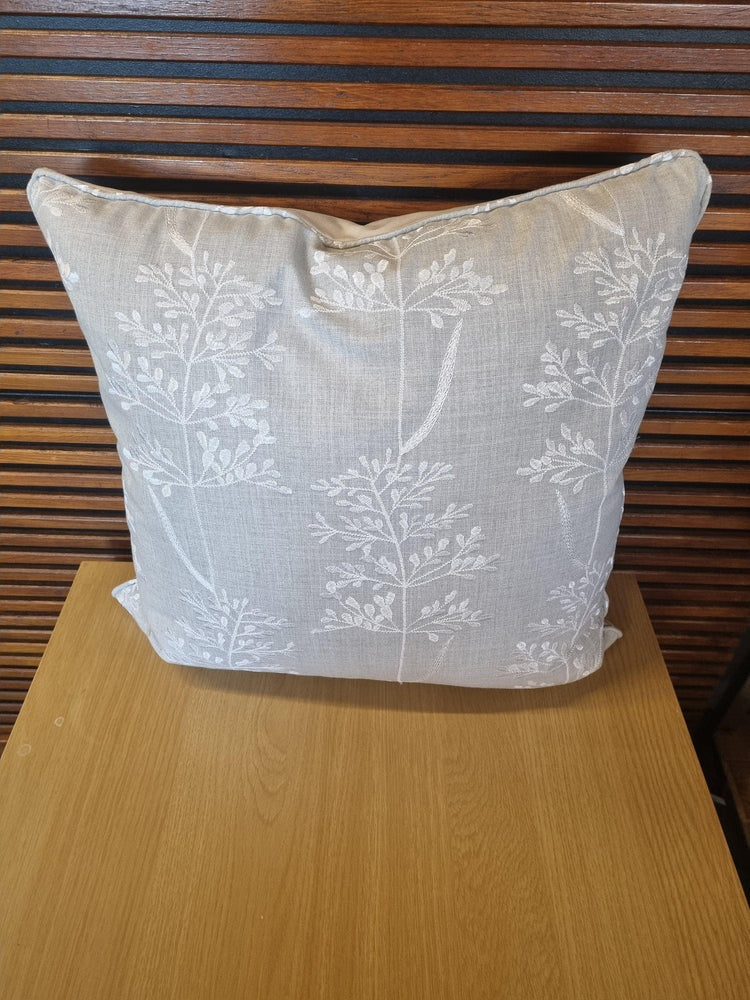 Embroidered Floral Cushion Cover with Piping - Blue Crocus Textiles