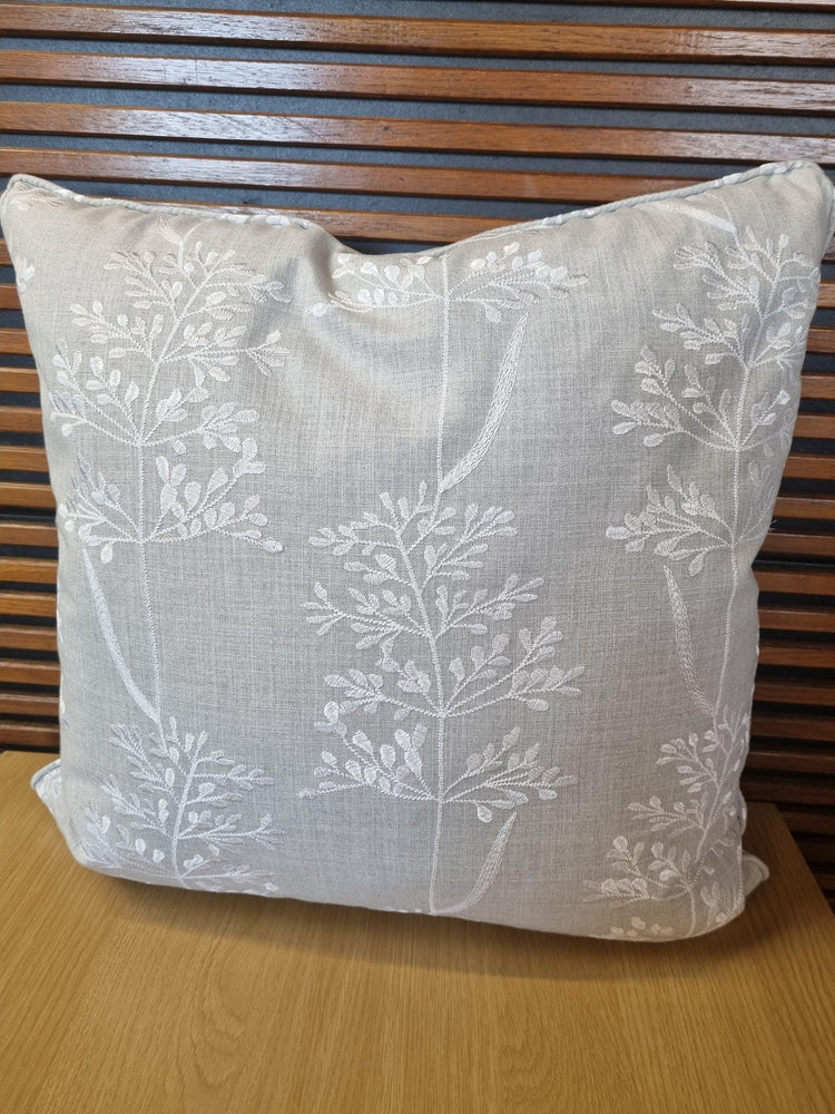Embroidered Floral Cushion Cover with Piping - Blue Crocus Textiles
