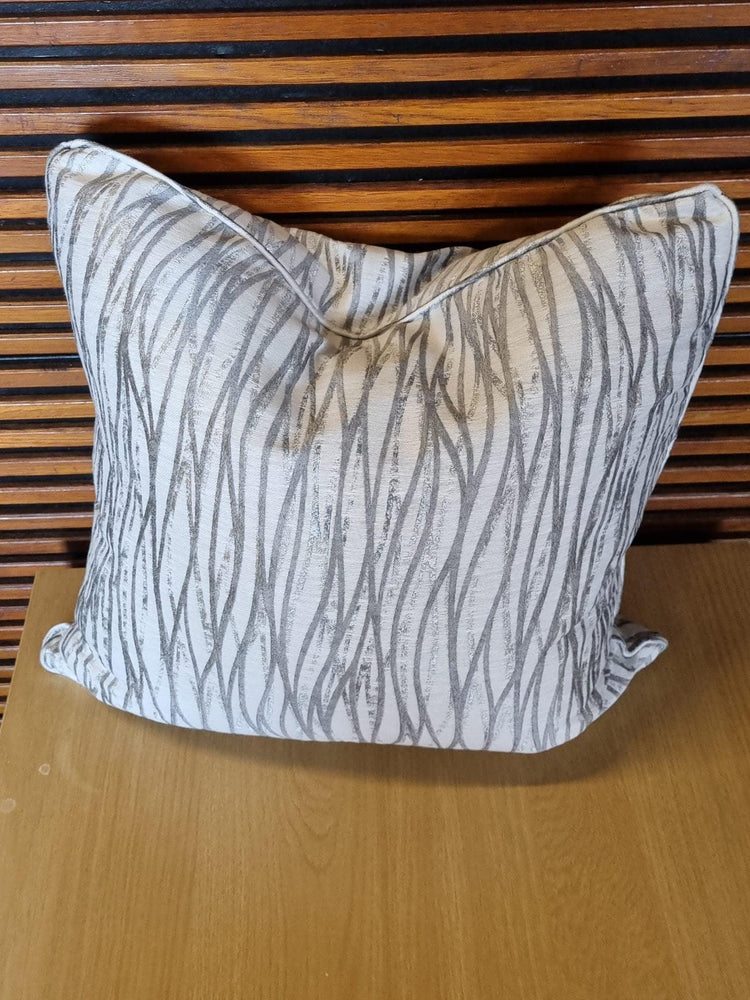Extra Large Linear Silver Cushion Cover with piping - Blue Crocus Textiles