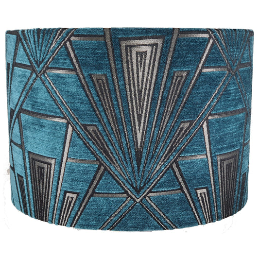Gatsby Art Deco Handmade Lampshade in Teal - Blue Crocus Textiles