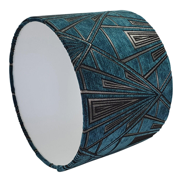 Gatsby Art Deco Handmade Lampshade in Teal - Blue Crocus Textiles