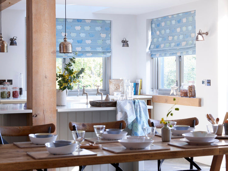 Handmade Roman Blind - Blue Crocus Textiles