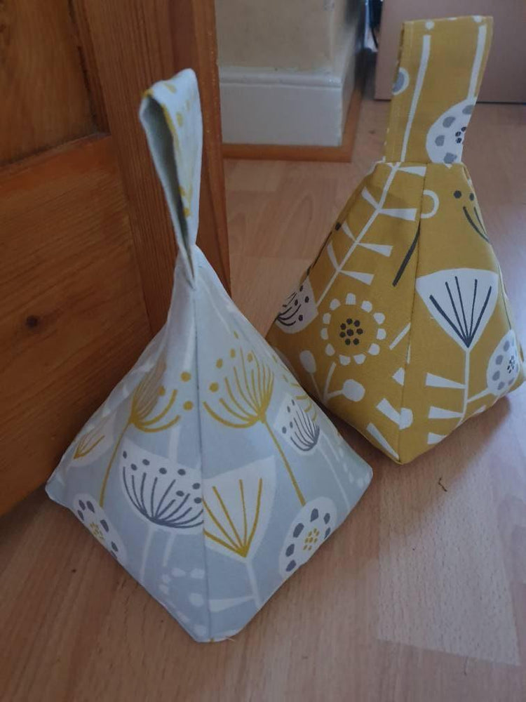 Handmade self filling Pyramid Doorstop - Blue Crocus Textiles