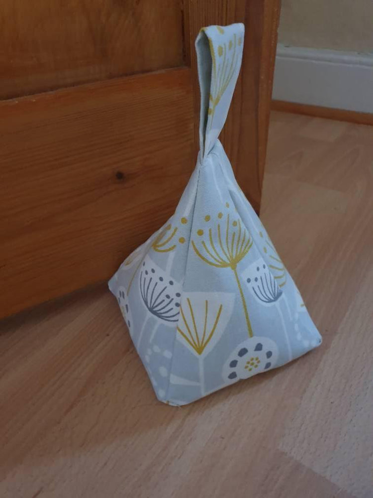 Handmade self filling Pyramid Doorstop - Blue Crocus Textiles
