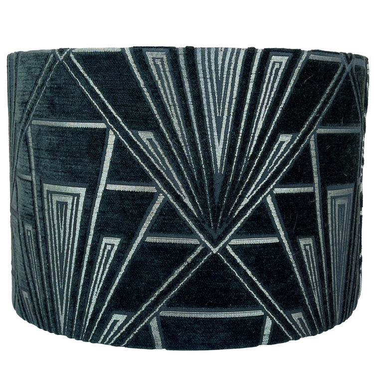 Gatsby Art Deco Handmade Lampshade in Black - Blue Crocus Textiles
