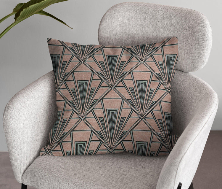 Large Art Deco Cushion - Blue Crocus Textiles