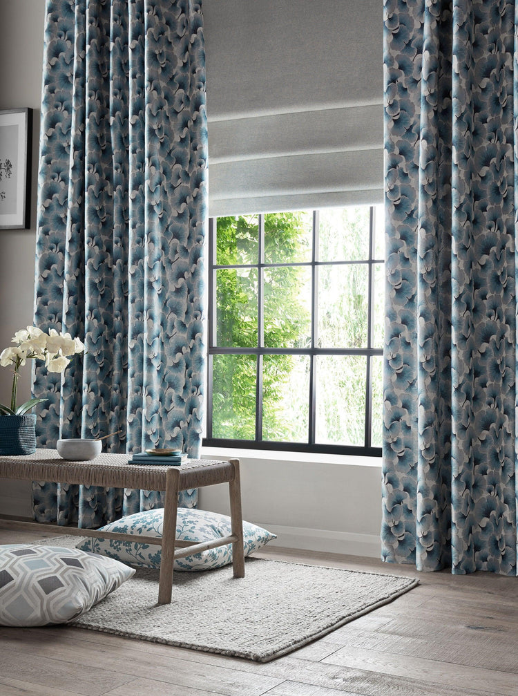 Luxury Made to Measure Curtains - Porter & Stone Ginko - Blue Crocus Textiles