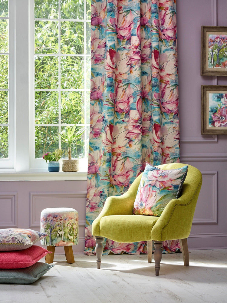 Luxury Made to Measure Curtains - Voyage Maison Dusky Blooms - Blue Crocus Textiles