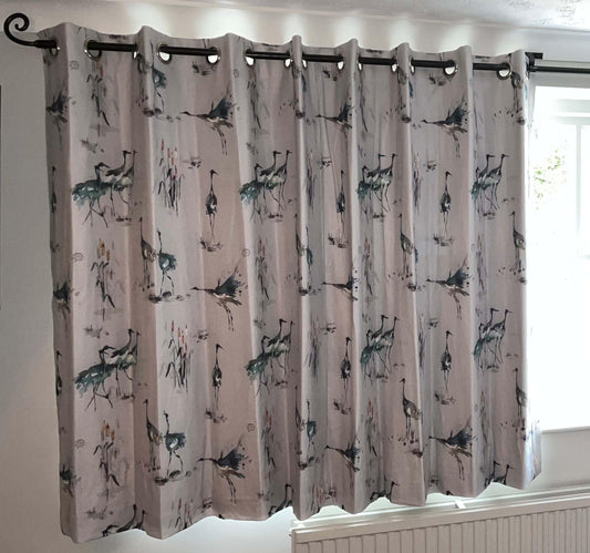 Made to Measure Curtains with Voyage Maison Cranes Fabric - Blue Crocus Textiles