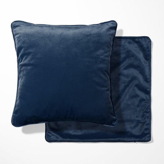Navy Blue Velvet Double Sided Cushion with piping - Blue Crocus Textiles