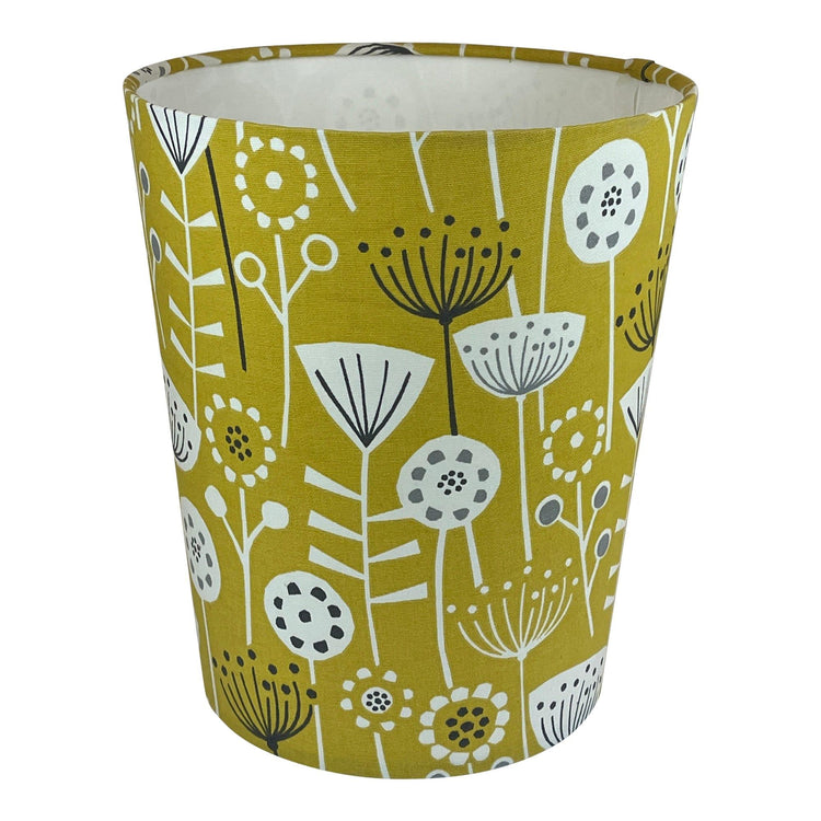 Waste Paper Bin finished with Ochre Fabric - Blue Crocus Textiles