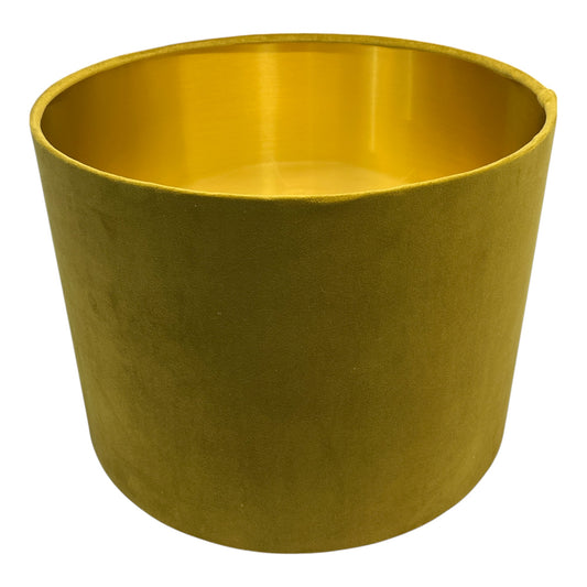 Mustard Gold Velvet Handmade Lampshade with Brushed Gold Lining