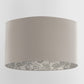 Dove Grey Velvet Handmade Lampshade with  Grey Floral Lining