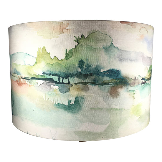 Mountain Scene Handmade Lampshade - Blue Crocus Textiles