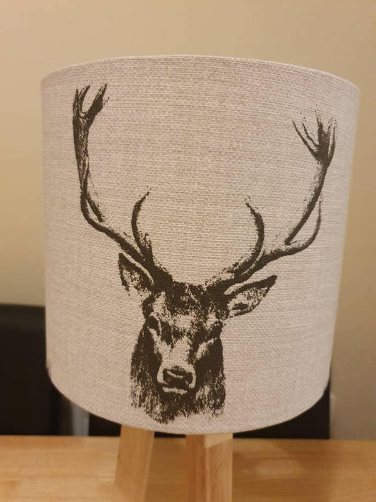 gorgeous hand made stag head fabric drum lampshade fabric design lampshade - BlueCrocusTextiles