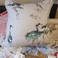 Decorative bird cushion cover with concealed zip, piping and handmade finish
