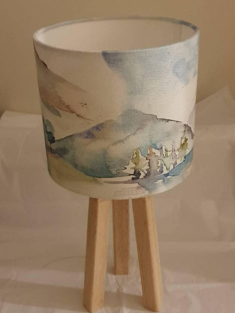 Mountain Scene Handmade Lampshade - Blue Crocus Textiles