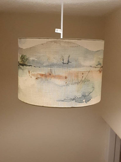 Mountain Scene Handmade Lampshade - Blue Crocus Textiles