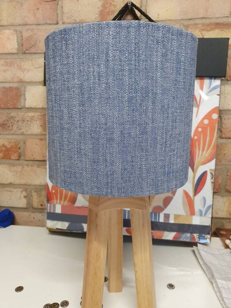 Plain demin Drum lampshade fabric design lamp drum lampshade - Blue Crocus Textiles